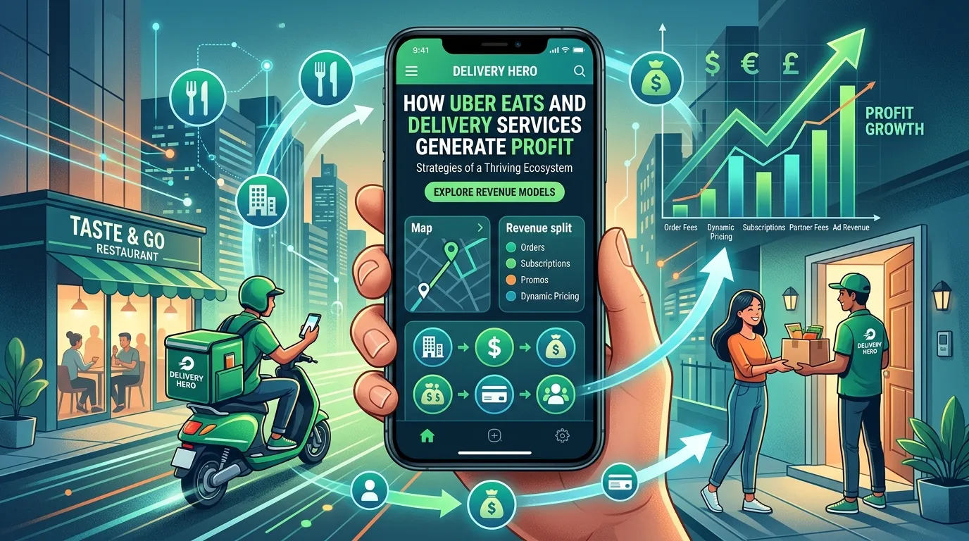 Uber Eats delivery driver picking up food order from restaurant for customer delivery