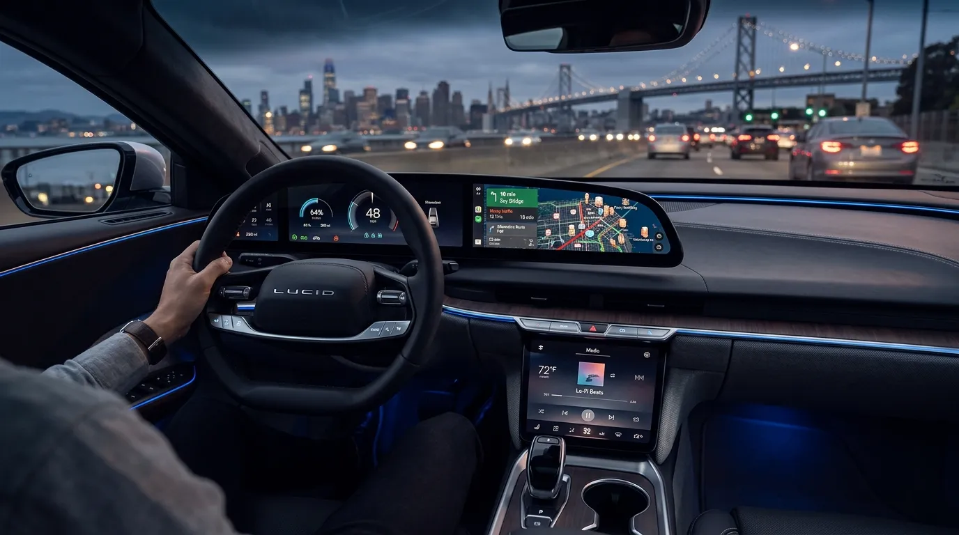 Driver app displaying incoming ride requests, GPS navigation route, earnings summary, and active trip status screen.