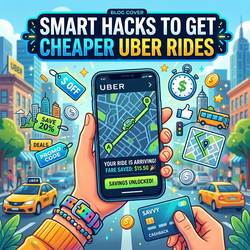 Person comparing ride-sharing apps on phone to find cheaper transportation options